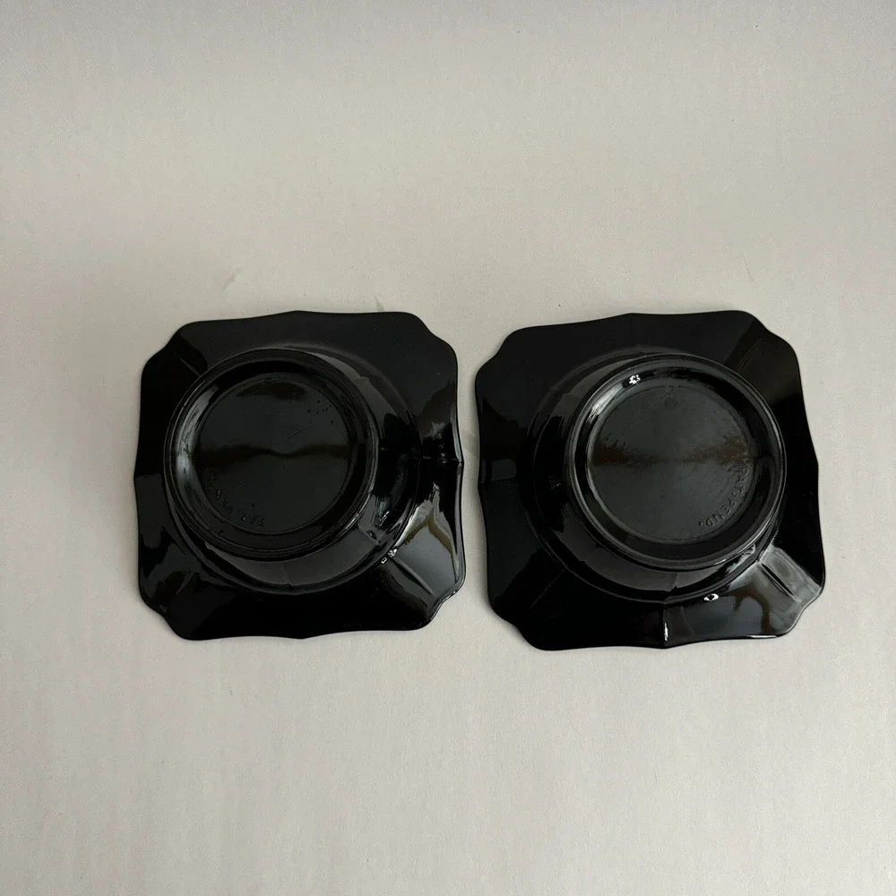 Vintage Black Amethyst Glass Square‎ Bowls Small Relish Nut 4.5